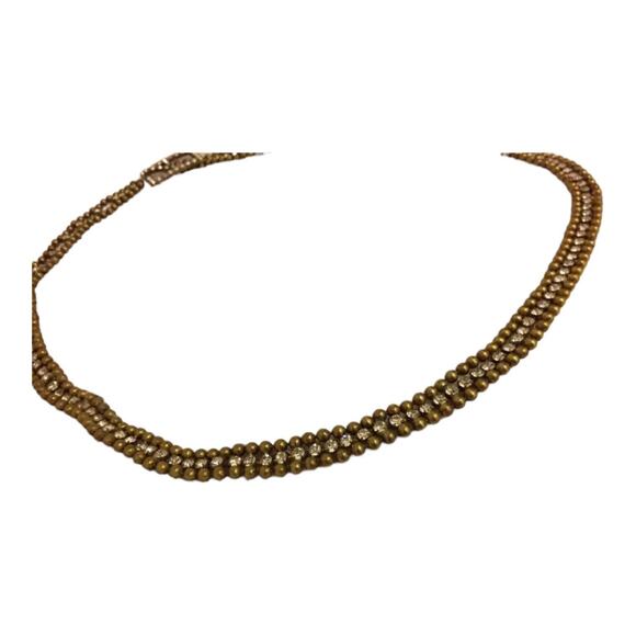 VINTAGE Gold Tone Adjustable Skinny Cocktail Belt w Mock Diamond Rhinestones XS
